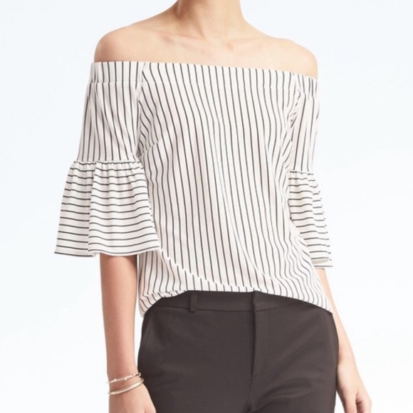 Banana Republic Tops - Banana Republic Stripe Crepe Off Shoulder Top